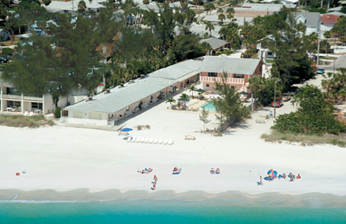 Aerial View from Beach of White Sands Anna Maria Florid Aerial View from Beach of White Sands Anna Maria Island Florid