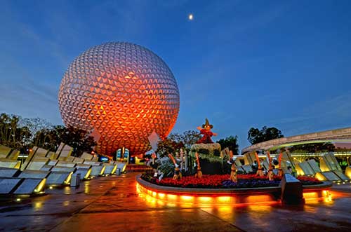 Picture of epcot center at night